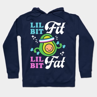 Lil Bit Fit Lil Bit Fat (Retro Cartoon) Funny Avocado Pun Hoodie
